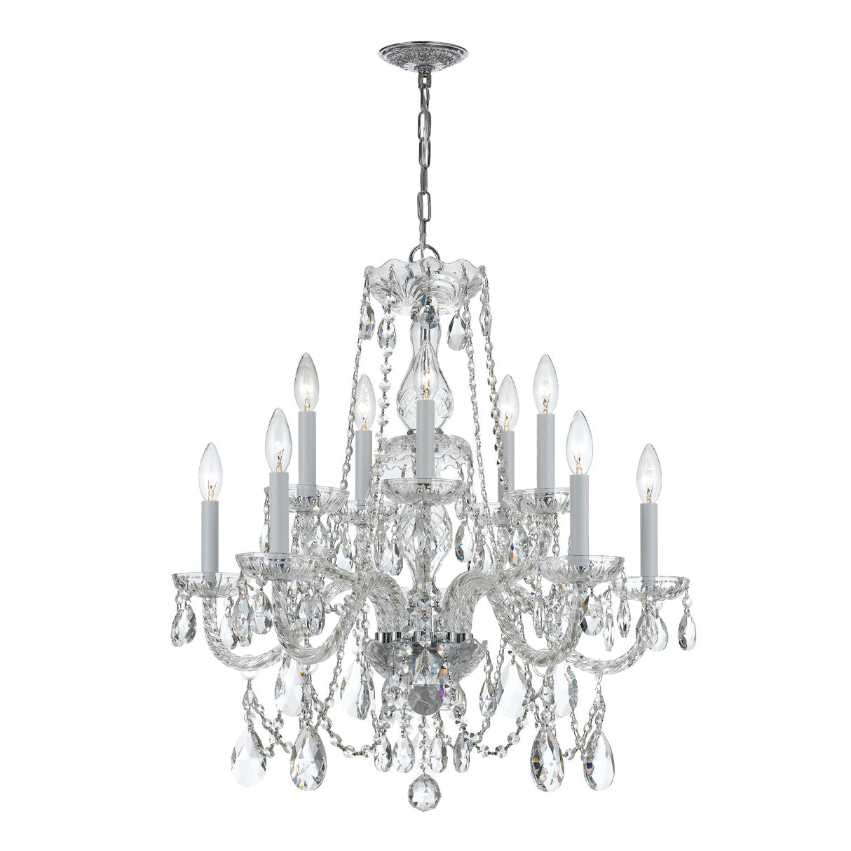 Traditional Crystal 10 Light Hand Cut Crystal Polished Chrome Chandelier 1130-CH-CL-MWP