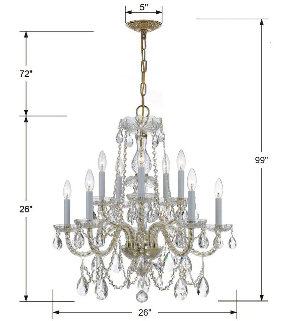 Traditional Crystal 10 Light Hand Cut Crystal Polished Chrome Chandelier 1130-CH-CL-MWP