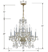 Traditional Crystal 10 Light Swarovski Strass Crystal Polished Chrome Chandelier 1130-CH-CL-S