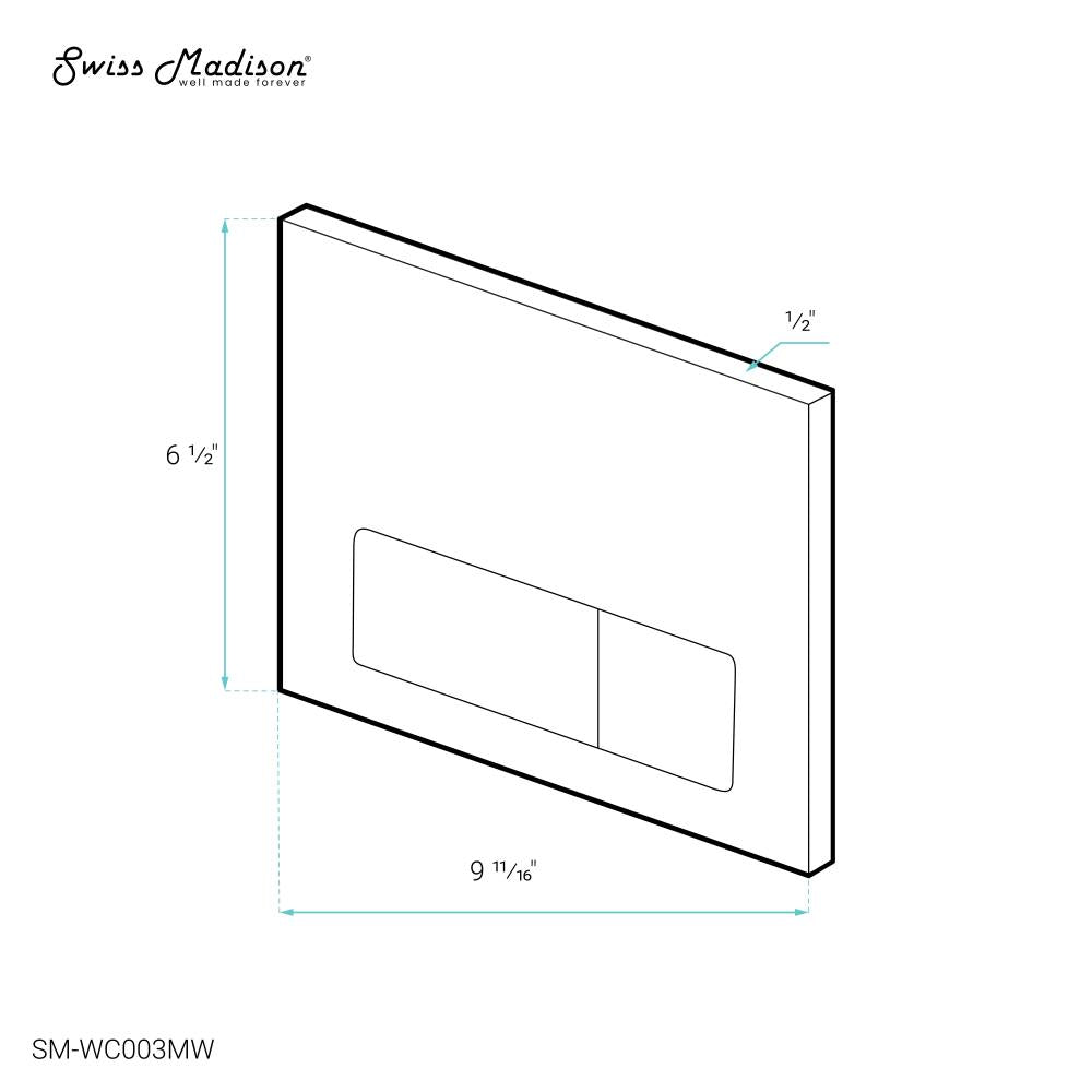 Wall Mount Dual Flush Actuator Plate with Rectangle Push Buttons in Matte White