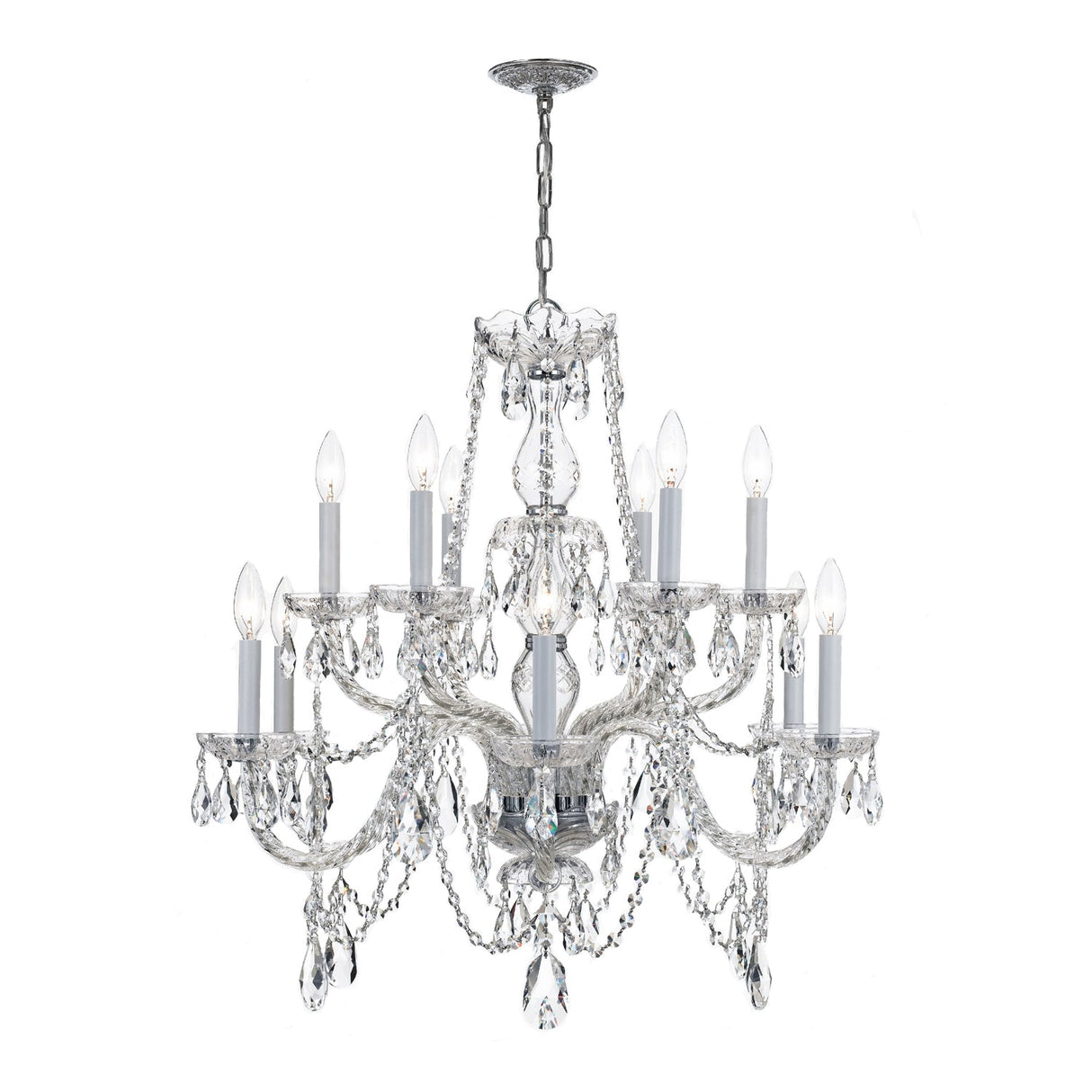 Traditional Crystal 12 Light Hand Cut Crystal Polished Chrome Chandelier 1135-CH-CL-MWP