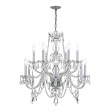 Traditional Crystal 12 Light Swarovski Strass Crystal Polished Chrome Chandelier 1135-CH-CL-S