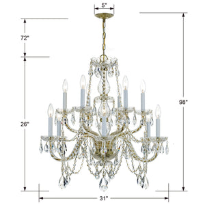 Traditional Crystal 12 Light Swarovski Strass Crystal Polished Chrome Chandelier 1135-CH-CL-S