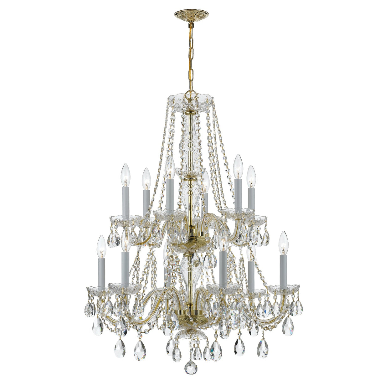 Traditional Crystal 12 Light Hand Cut Crystal Polished Chrome Chandelier 1137-CH-CL-MWP