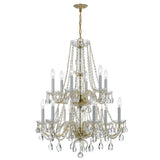 Traditional Crystal 12 Light Swarovski Strass Crystal Polished Chrome Chandelier 1137-CH-CL-S