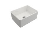 BOCCHI 1137-001-0120 Classico Farmhouse Apron Front Fireclay 24 in. Single Bowl Kitchen Sink with Protective Bottom Grid and Strainer in White