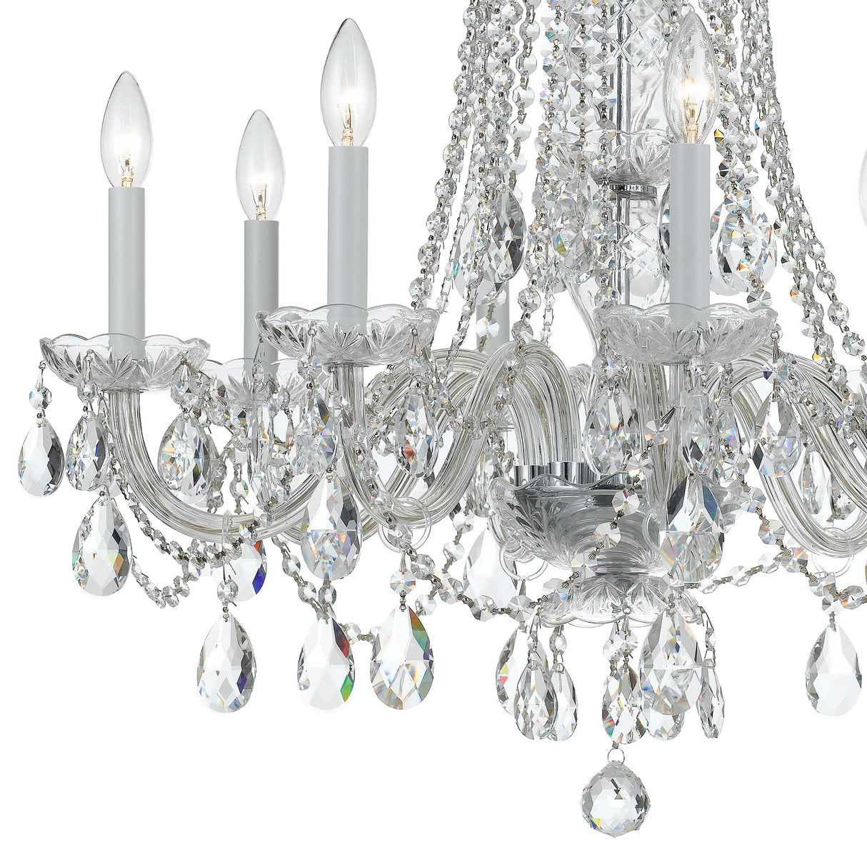 Traditional Crystal 8 Light Swarovski Strass Crystal Polished Chrome Chandelier 1138-CH-CL-S