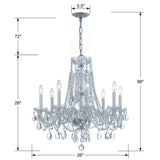 Traditional Crystal 8 Light Swarovski Strass Crystal Polished Chrome Chandelier 1138-CH-CL-S