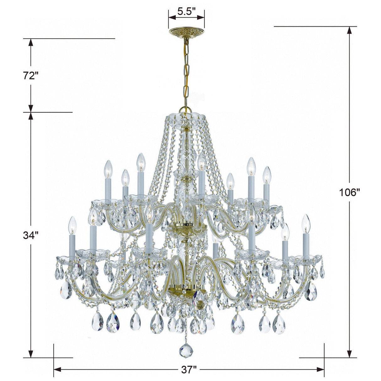 Traditional Crystal 16 Light Hand Cut Crystal Polished Chrome Chandelier 1139-CH-CL-MWP