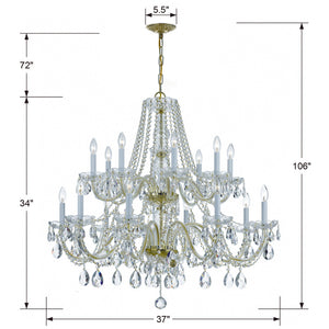 Traditional Crystal 16 Light Swarovski Strass Crystal Polished Chrome Crystal Chandelier 1139-CH-CL-S