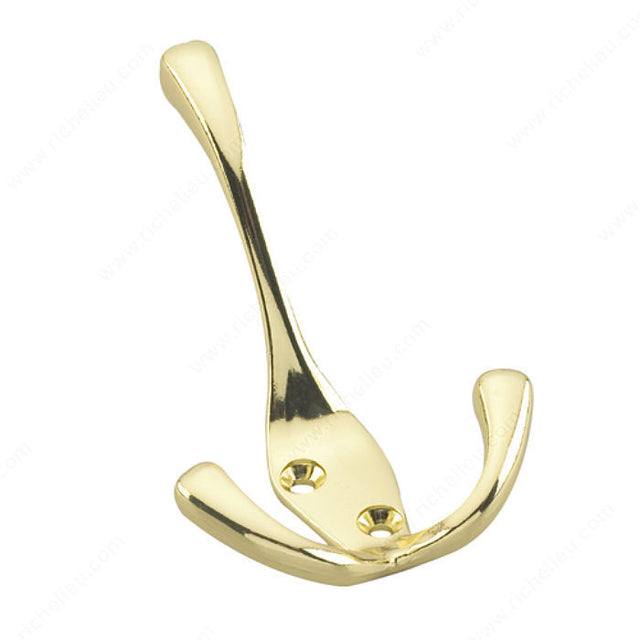 Richelieu 236BV 4 inch Heavy Duty Triple Coat Hook - 236, Bright Brass, Onward, Included