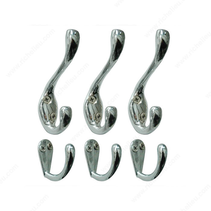 Richelieu 60643CR Utility Metal Hook Set - 606, Chrome