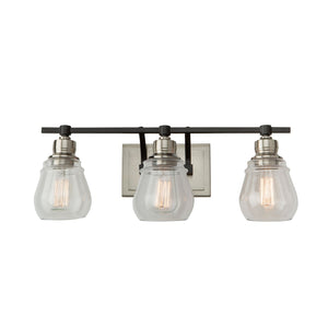 Nelson Bathroom Vanity Light - Black and Brushed Nickel / 3-Light