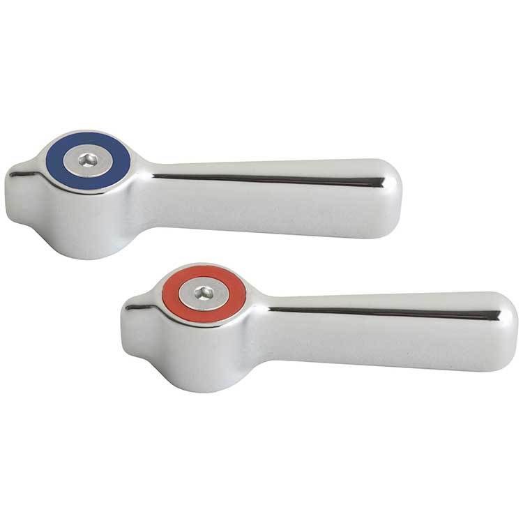 Chicago Faucets 184-PPNF Chrome-Plated Lever Handles (Pair) with Hot & Cold Index Buttons