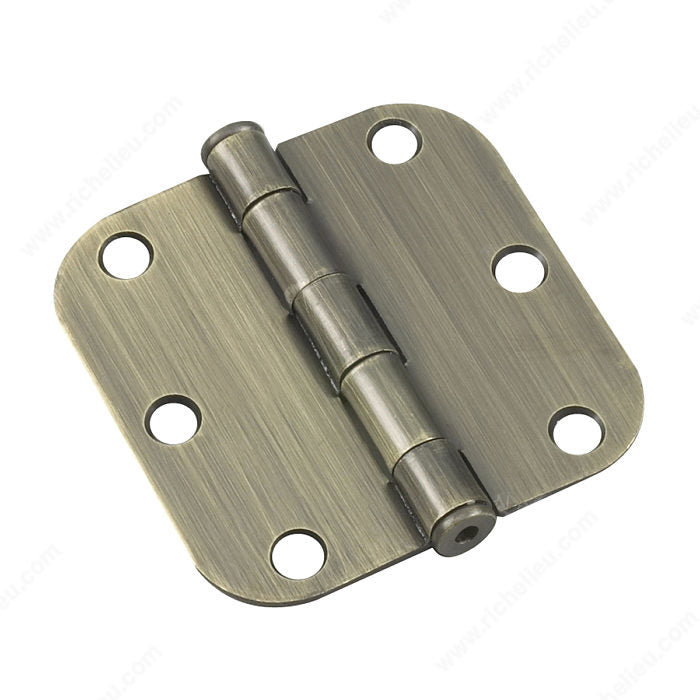 Onward 1820ABB 3" Full Mortise Butt Hinge - 5/8" (15.8 mm) Radius, Antique Brass, Steel, Included, Assembled