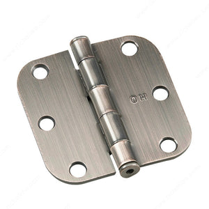 Onward 1820ACBB 3" Full Mortise Butt Hinge - 5/8" (15.8 mm) Radius, Brushed Antique Copper, Steel, Included, Assembled