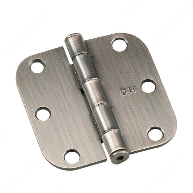 Onward 1820ACBB 3" Full Mortise Butt Hinge - 5/8" (15.8 mm) Radius, Brushed Antique Copper, Steel, Included, Assembled
