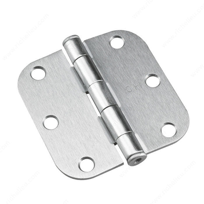 Onward 1820BCKDS 3" Full Mortise Butt Hinge - 5/8" (15.8 mm) Radius, Brushed Chrome, Steel, #9 x 3/4" flat head quadrex (included), Non-Assembled