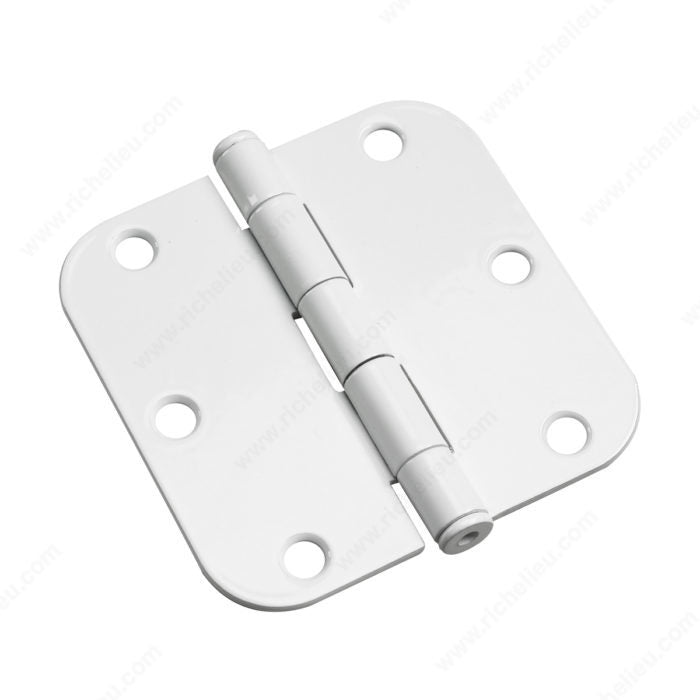 Onward 1821WB 3-1/2" Full Mortise Butt Hinge - 5/8" Radius, White, Yes