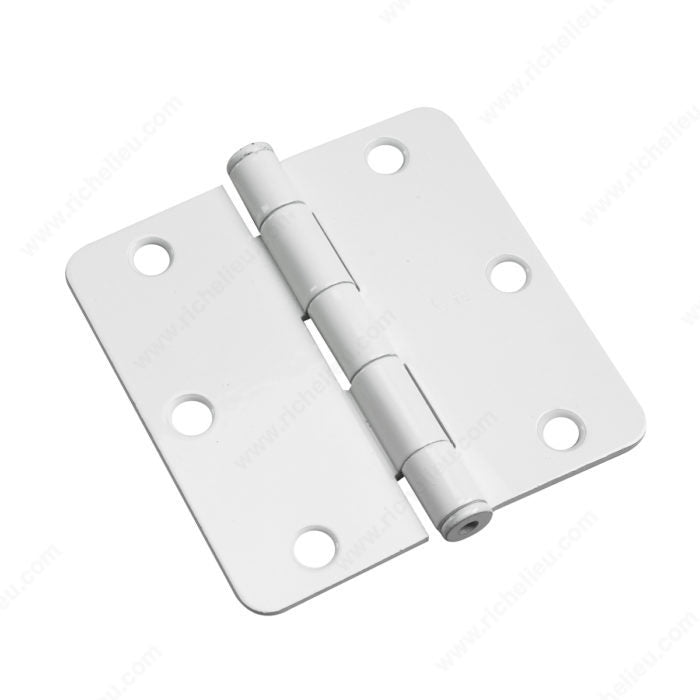 Onward 2821WB 3-1/2" Full Mortise Butt Hinge - 1/4" Radius, White