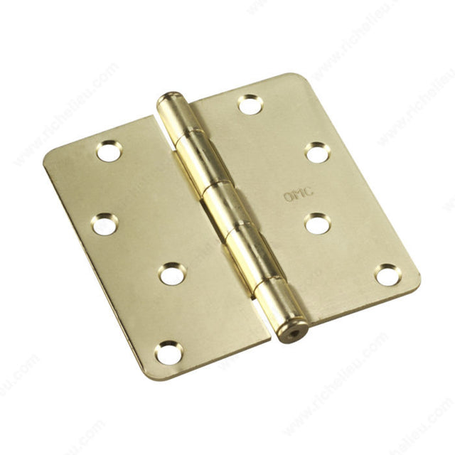 Richelieu 2822BB 4" Full Mortise Butt Hinge - 1/4" Radius, Brass