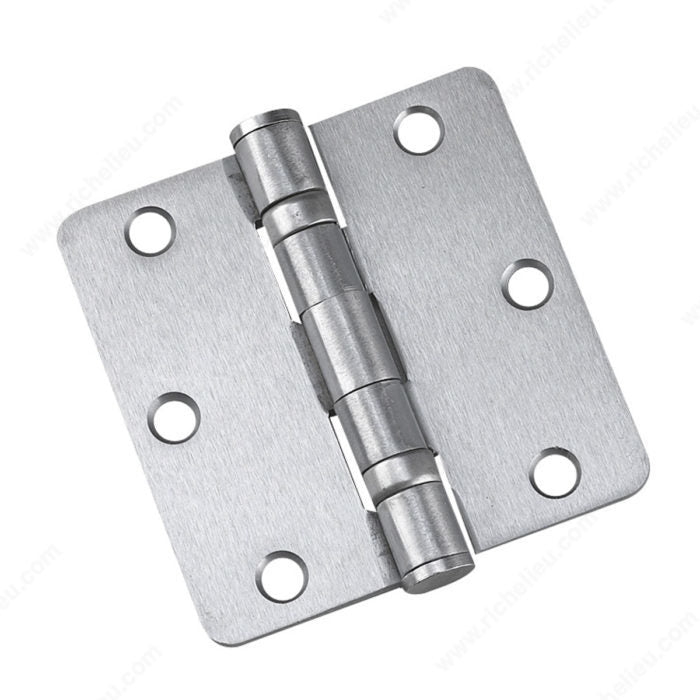 Onward 42821BCB 3 1/2" (88.9 mm) Full Mortise Ball Bearing Butt Hinge - 1/4" Radius - 3.1 mm, Brushed Chrome
