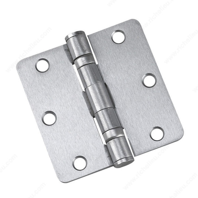 Onward 42821BCB 3 1/2" (88.9 mm) Full Mortise Ball Bearing Butt Hinge - 1/4" Radius - 3.1 mm, Brushed Chrome