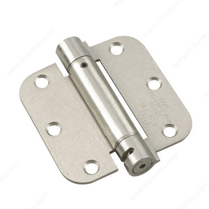 Richelieu 52821NBB1 3 1/2" Full Mortise Adjustable Spring Hinge, Brushed Nickel, Adjustable Spring, 1/4" Radius, Non-Removable Pin, Assembled, 0.098 in