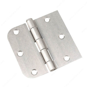 Richelieu 81821NBB 3 1/2" Full Mortise Combination Butt Hinge - 5/8 Radius, Brushed Nickel