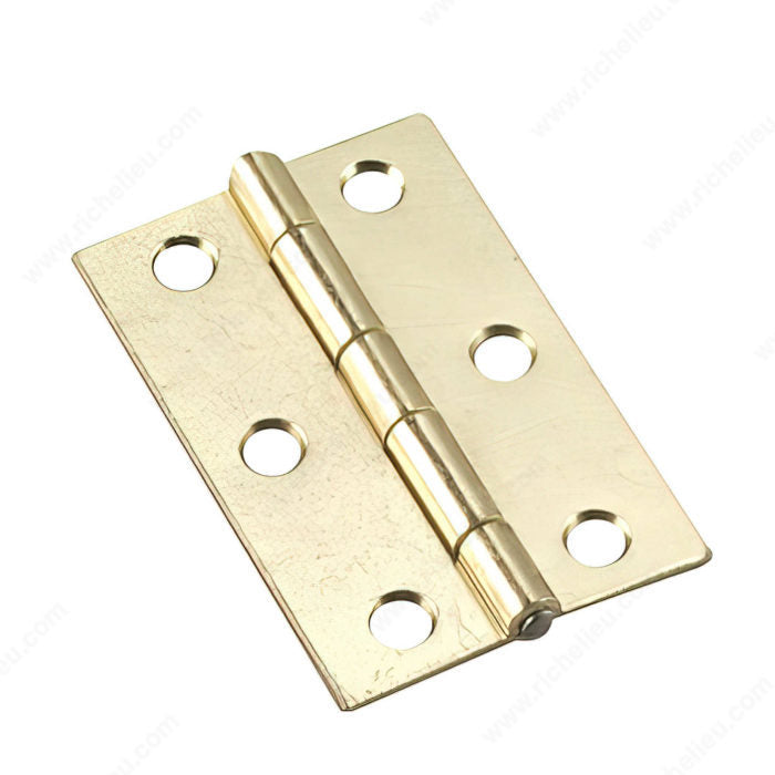 Onward 838BR 2-1/2" Mortise Butt Hinge, Brass, 1 5/8 in, Non-Removable Pin, Steel, Deco Hinge, Included