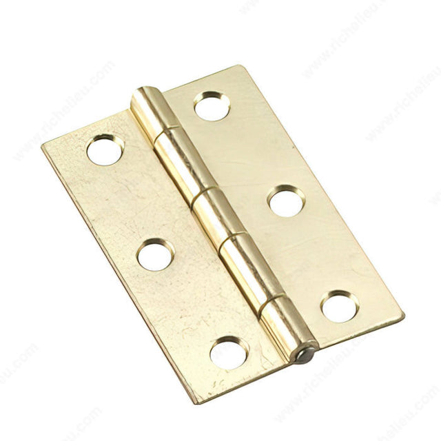 Onward 838BR 2-1/2" Mortise Butt Hinge, Brass, 1 5/8 in, Non-Removable Pin, Steel, Deco Hinge, Included