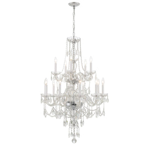 Traditional Crystal 15 Light Hand Cut Crystal Polished Chrome Chandelier 1155-CH-CL-MWP