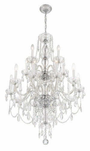 Traditional Crystal 15 Light Hand Cut Crystal Polished Chrome Chandelier 1155-CH-CL-MWP