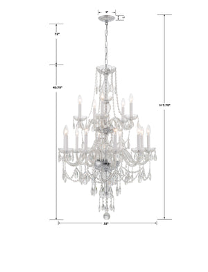 Traditional Crystal 15 Light Hand Cut Crystal Polished Chrome Chandelier 1155-CH-CL-MWP