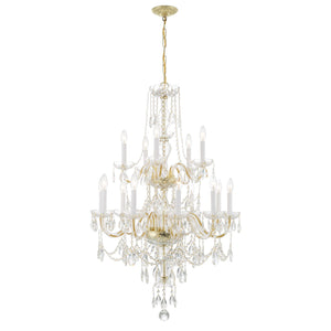 Traditional Crystal 15 Light Hand Cut Crystal Polished Chrome Chandelier 1155-CH-CL-MWP