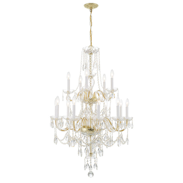 Traditional Crystal 15 Light Hand Cut Crystal Polished Chrome Chandelier 1155-CH-CL-MWP