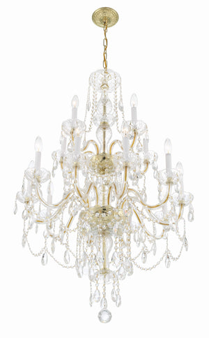 Traditional Crystal 15 Light Hand Cut Crystal Polished Chrome Chandelier 1155-CH-CL-MWP