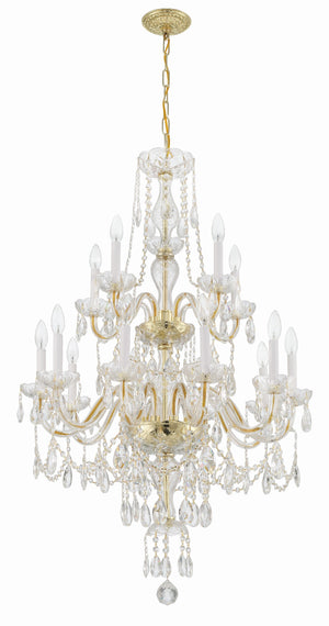 Traditional Crystal 15 Light Hand Cut Crystal Polished Chrome Chandelier 1155-CH-CL-MWP