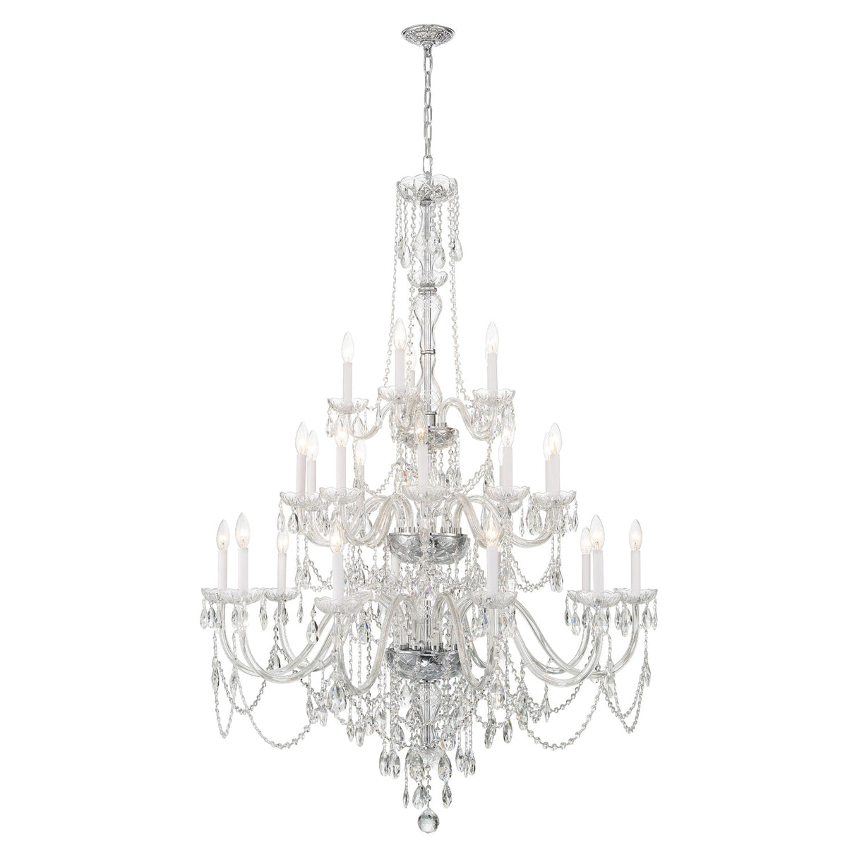 Traditional Crystal 25 Light Hand Cut Crystal Polished Chrome Chandelier 1156-CH-CL-MWP