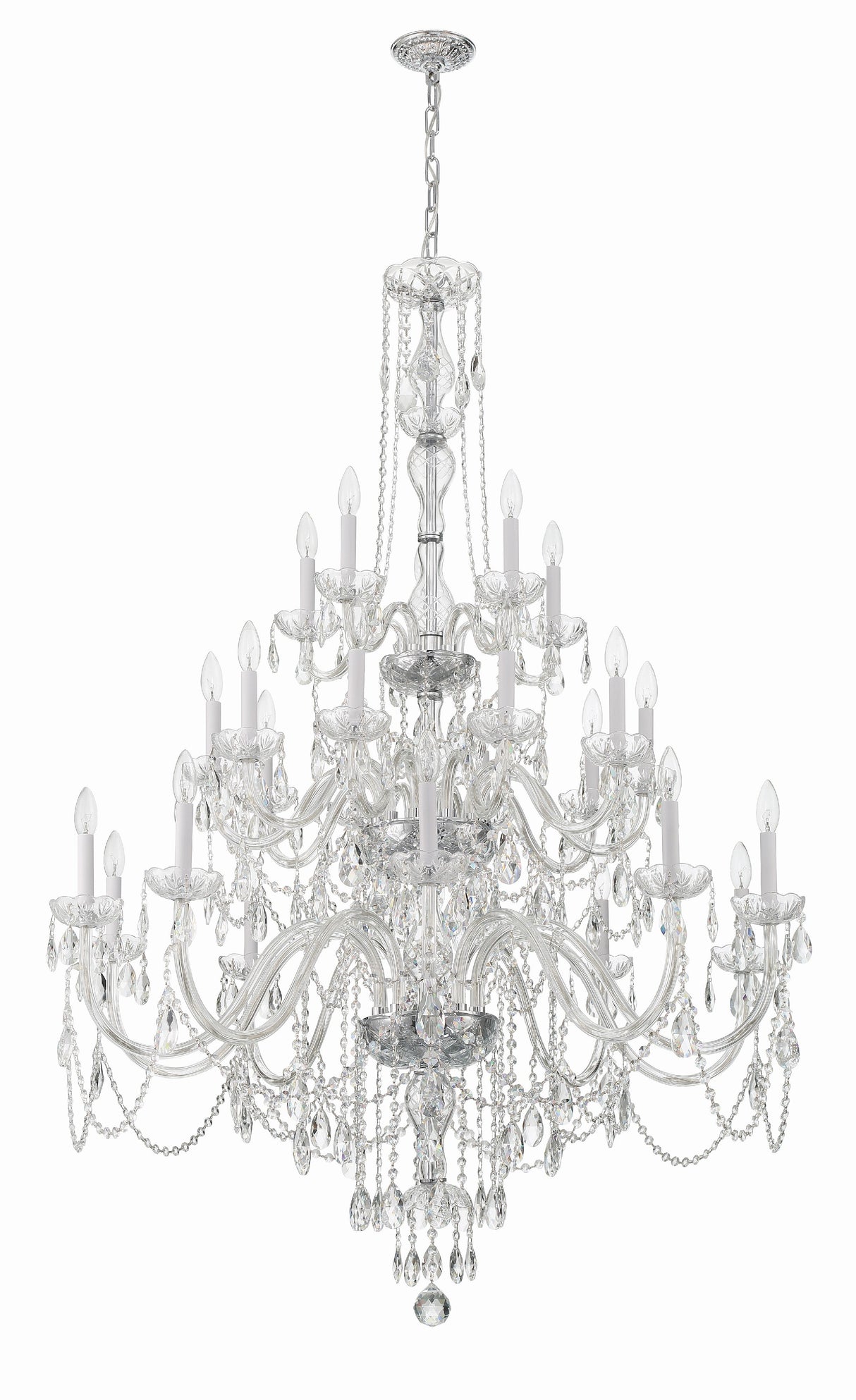 Traditional Crystal 25 Light Hand Cut Crystal Polished Chrome Chandelier 1156-CH-CL-MWP