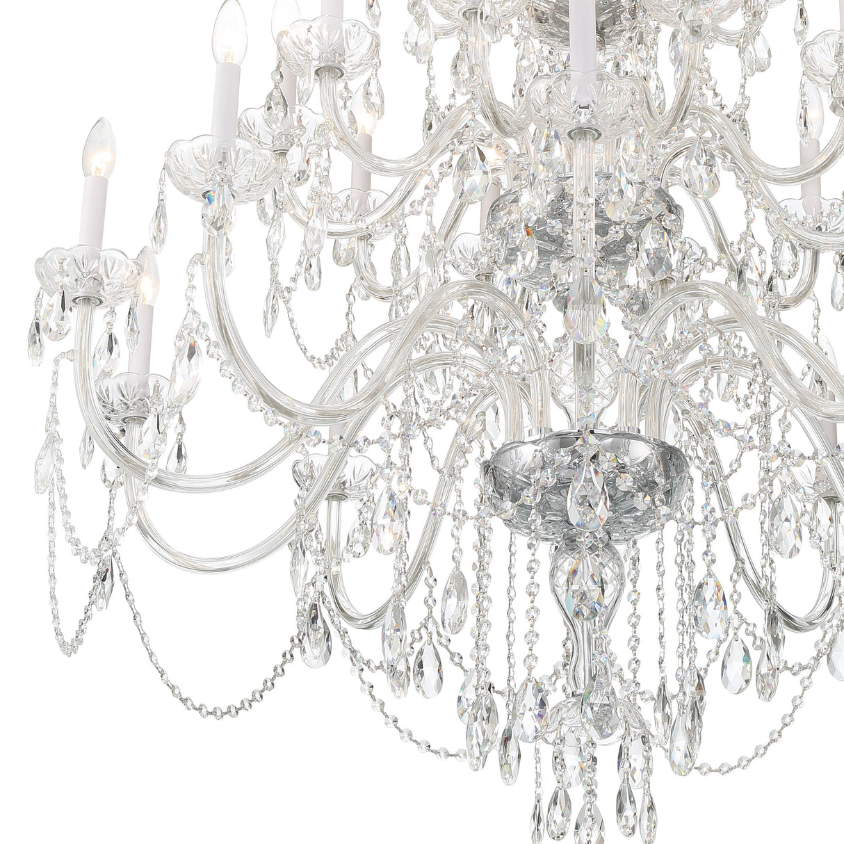 Traditional Crystal 25 Light Hand Cut Crystal Polished Chrome Chandelier 1156-CH-CL-MWP