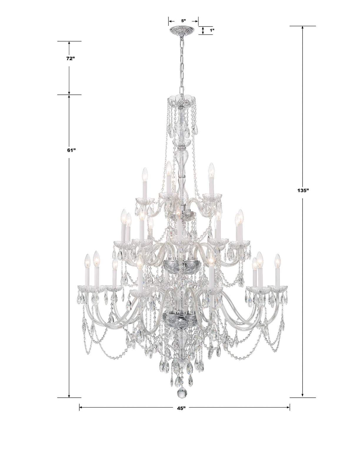 Traditional Crystal 25 Light Hand Cut Crystal Polished Chrome Chandelier 1156-CH-CL-MWP