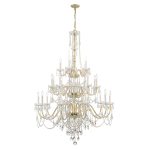 Traditional Crystal 25 Light Hand Cut Crystal Polished Brass Chandelier 1156-PB-CL-MWP