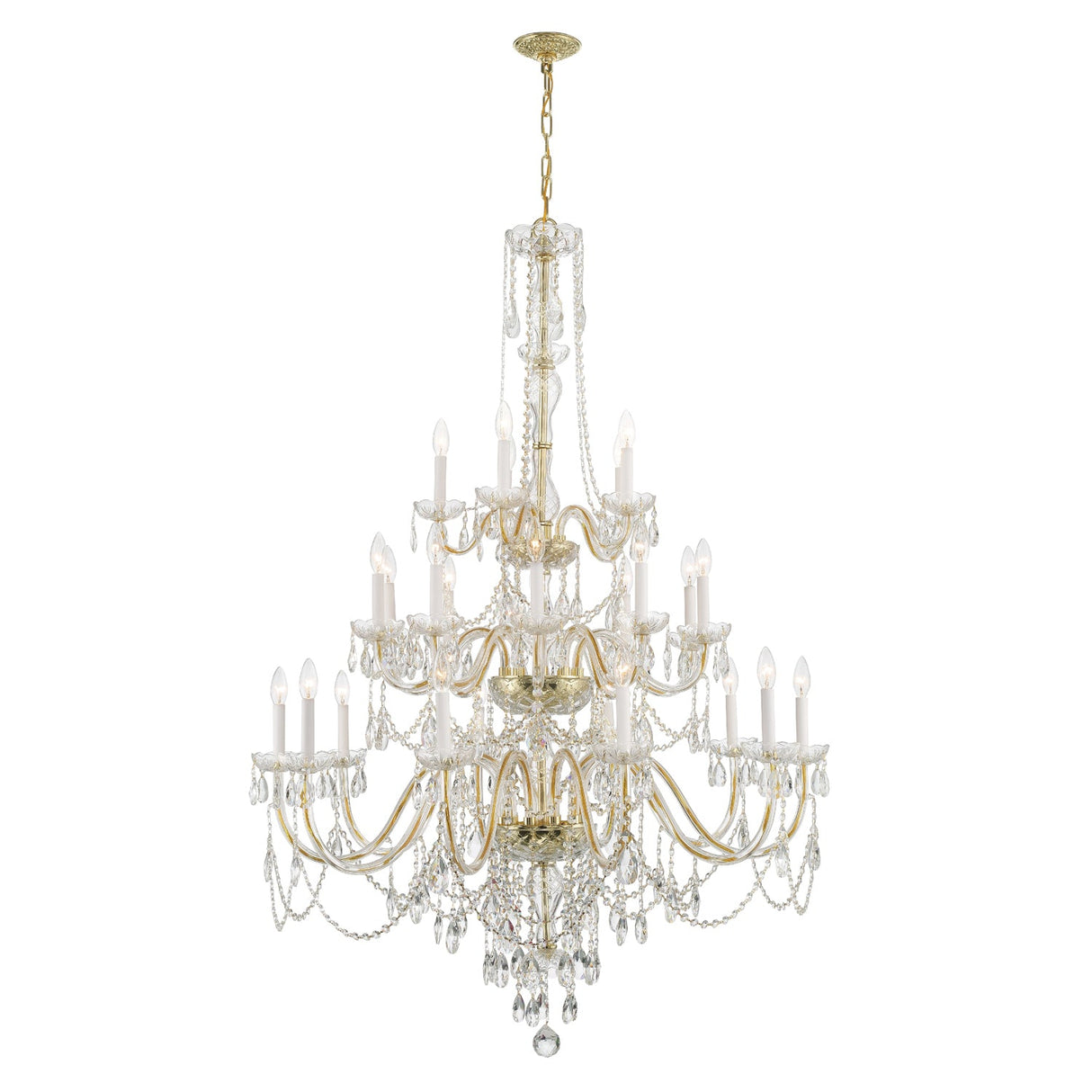 Traditional Crystal 25 Light Hand Cut Crystal Polished Chrome Chandelier 1156-CH-CL-MWP