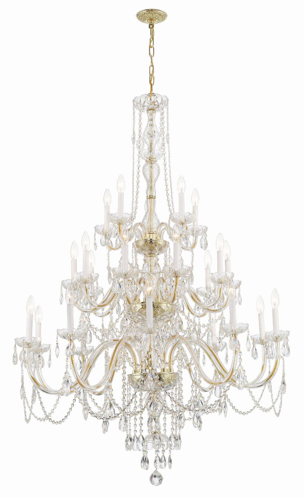 Traditional Crystal 25 Light Hand Cut Crystal Polished Chrome Chandelier 1156-CH-CL-MWP