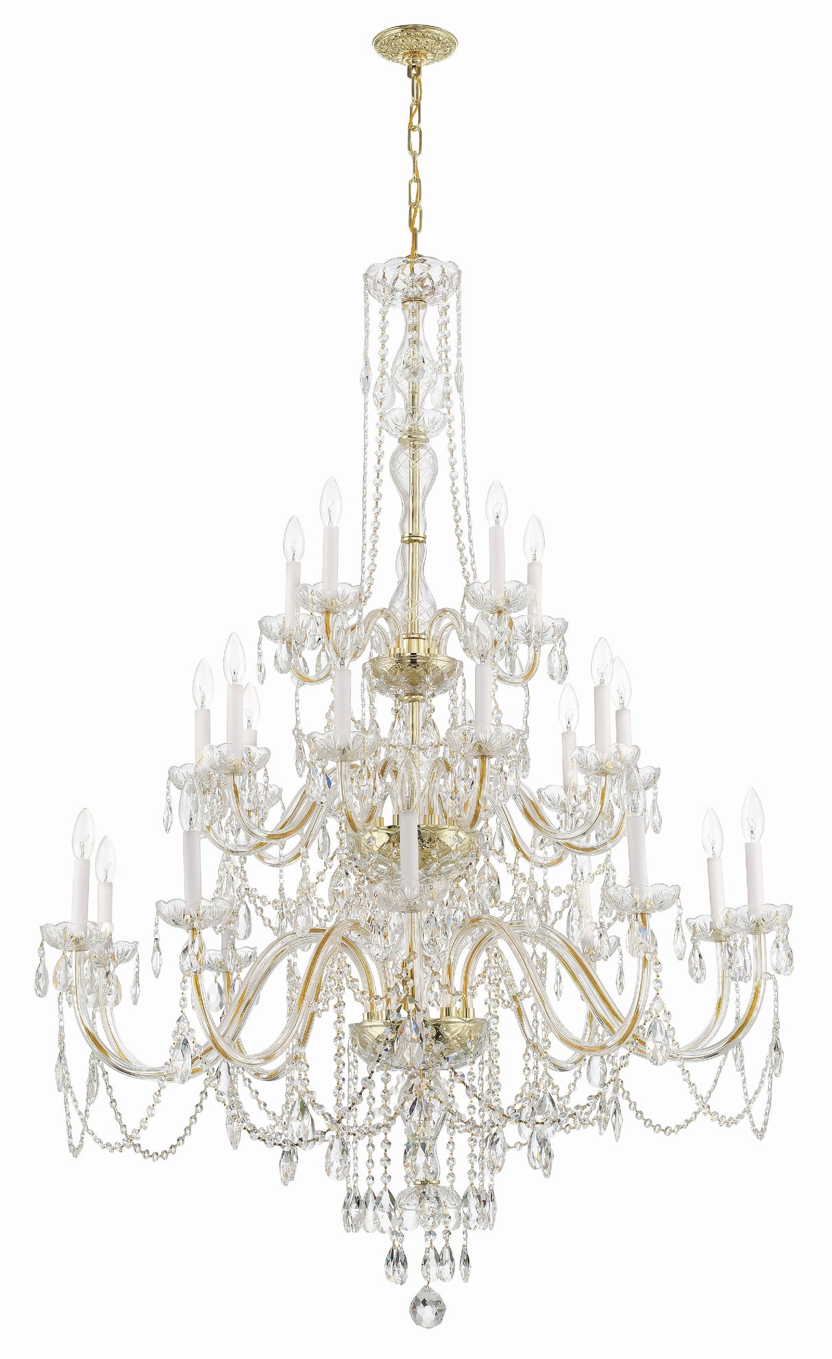 Traditional Crystal 25 Light Hand Cut Crystal Polished Chrome Chandelier 1156-CH-CL-MWP