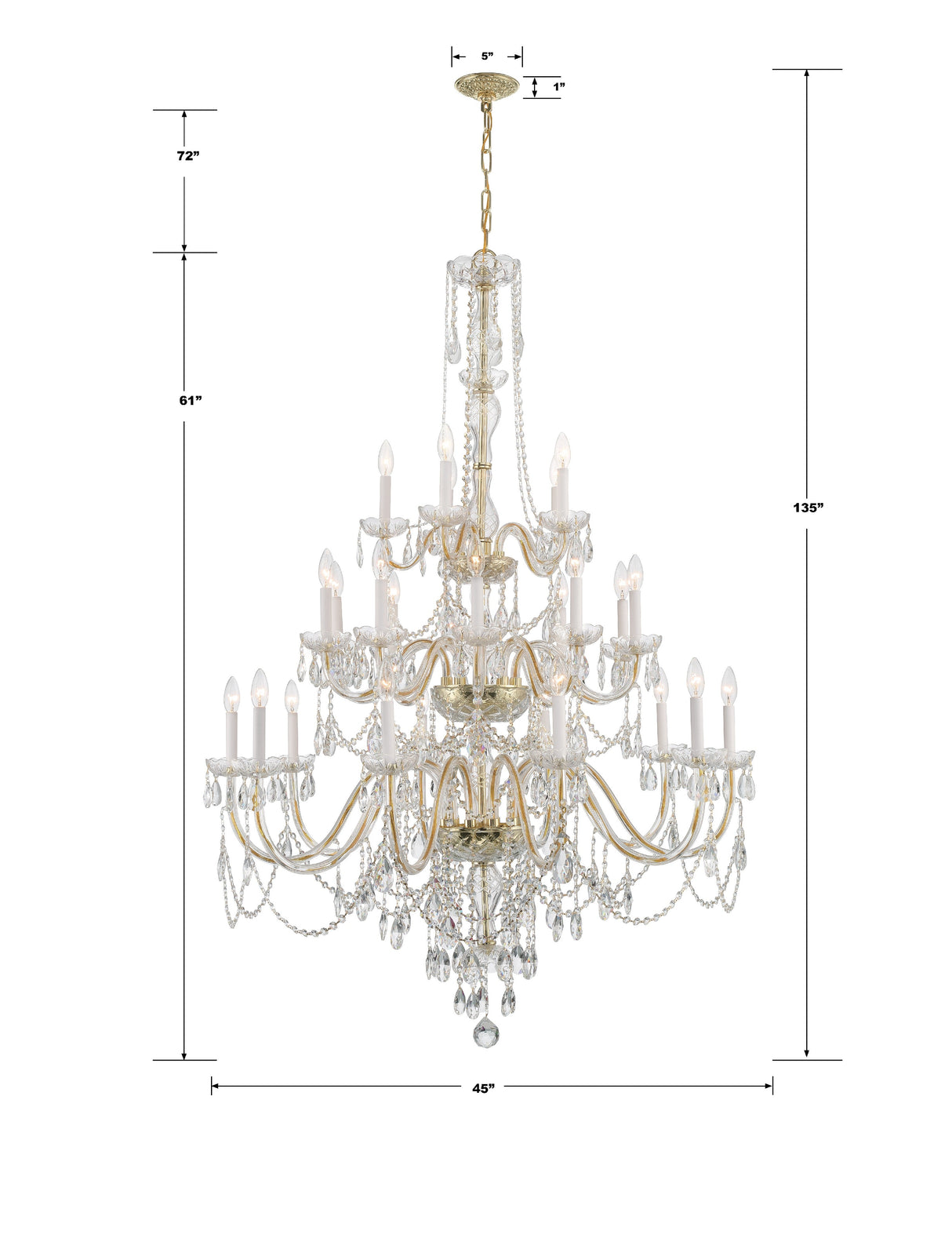 Traditional Crystal 25 Light Hand Cut Crystal Polished Chrome Chandelier 1156-CH-CL-MWP