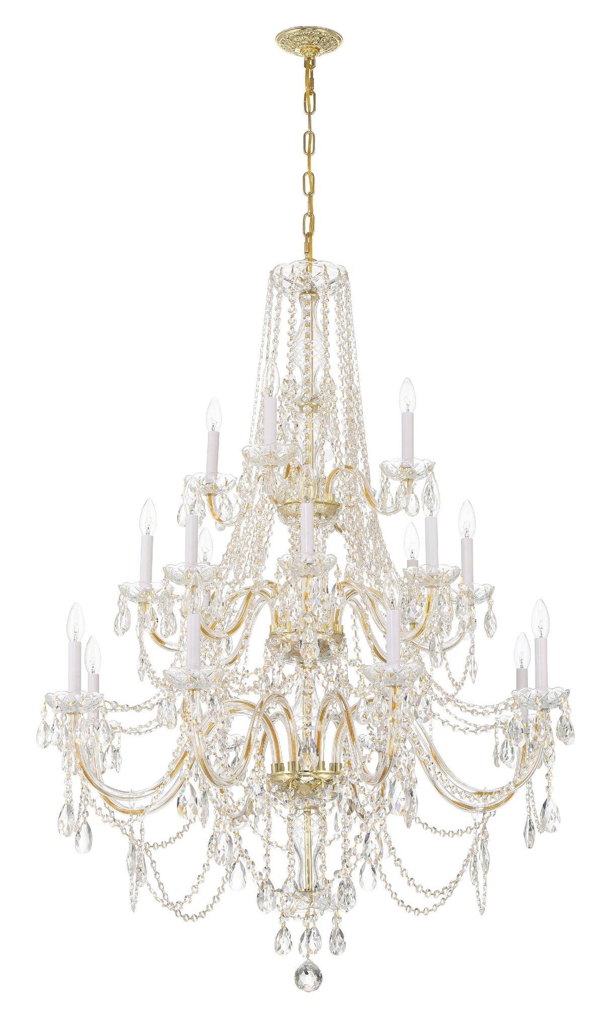 Traditional Crystal 20 Light Hand Cut Crystal Polished Chrome Chandelier 1157-CH-CL-MWP