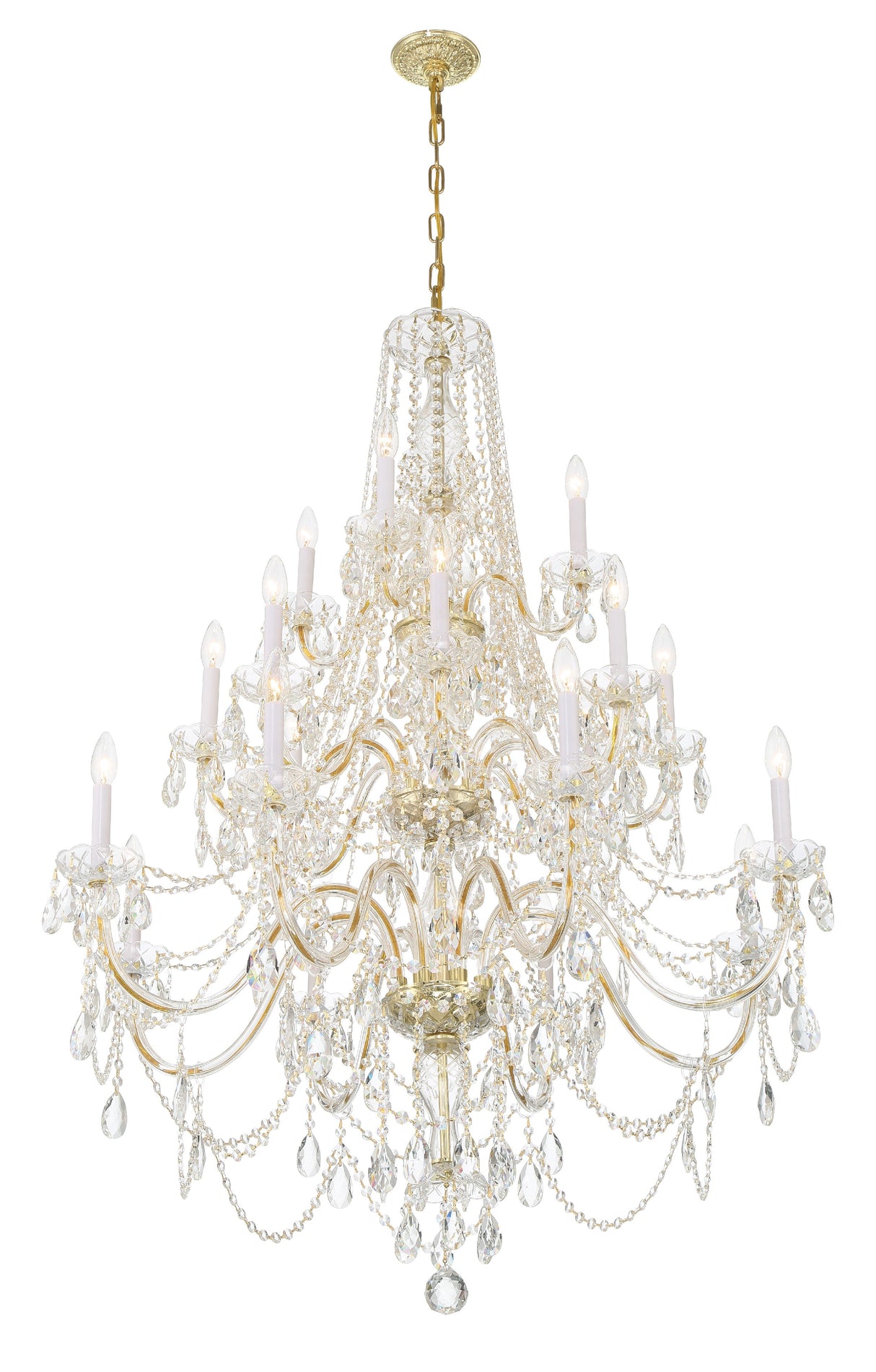 Traditional Crystal 20 Light Hand Cut Crystal Polished Chrome Chandelier 1157-CH-CL-MWP