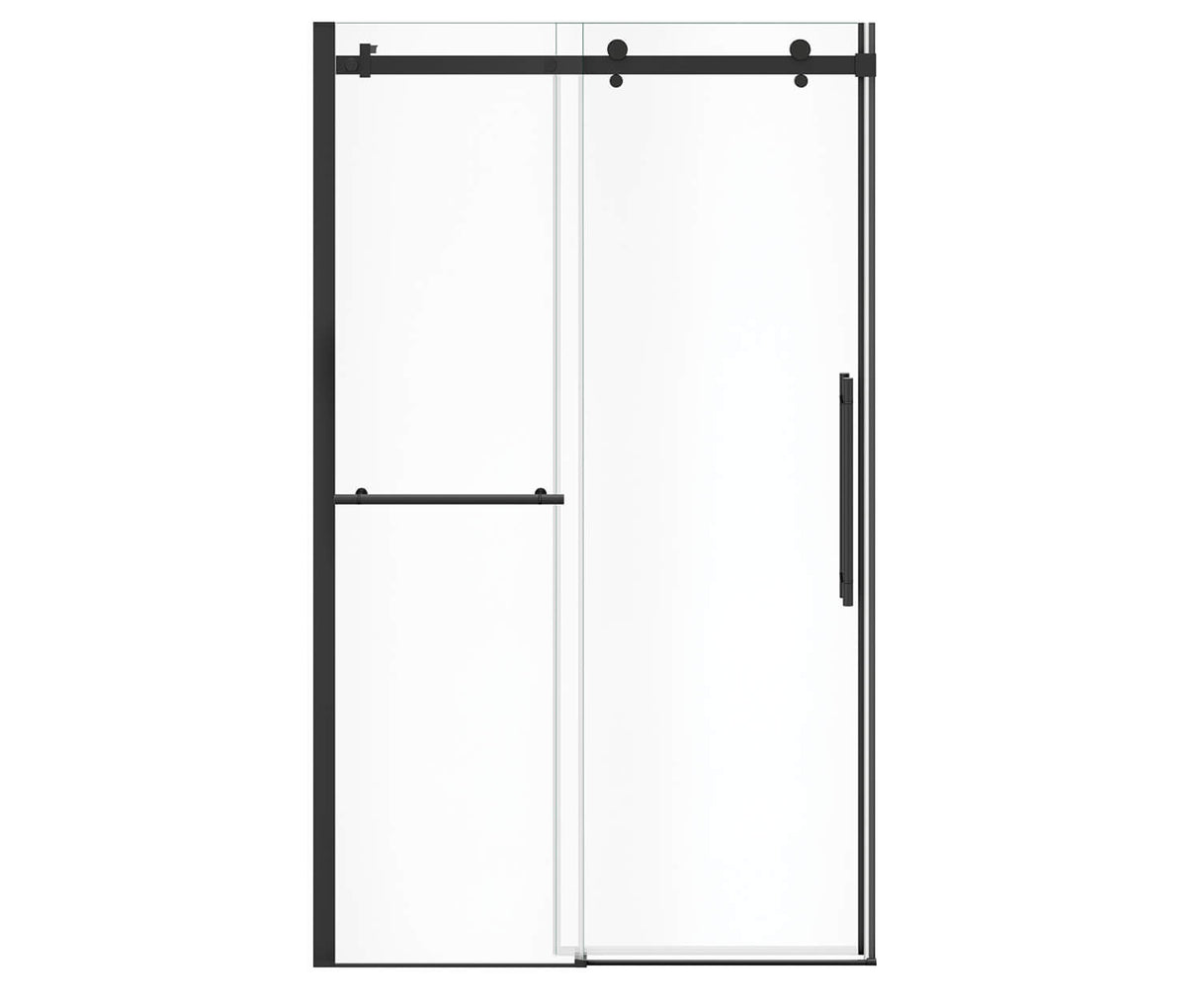 MAAX 138465-900-340-000 Vela 44 ½-47 x 78 ¾ in. 8mm Sliding Shower Door with Towel Bar for Alcove Installation with Clear glass in Matte Black